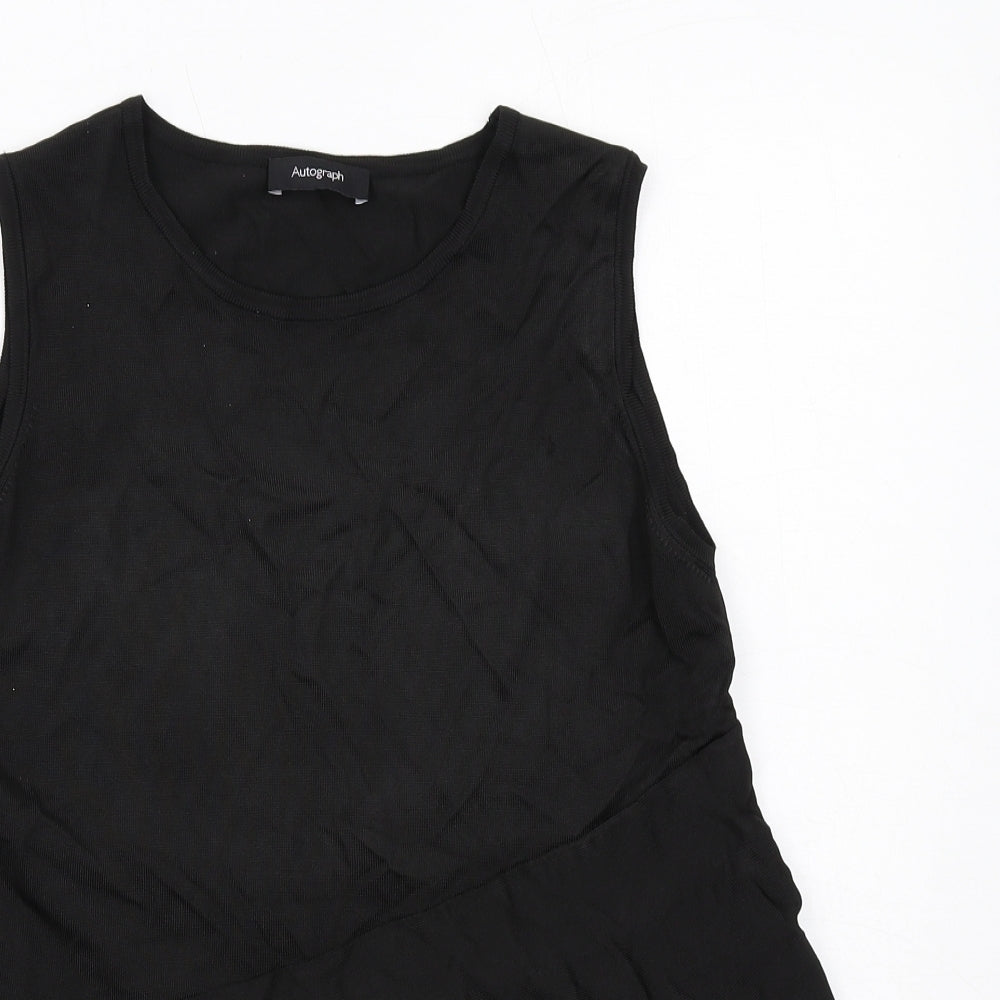 Marks and Spencer Womens Black Viscose Basic Tank Size 10 Round Neck