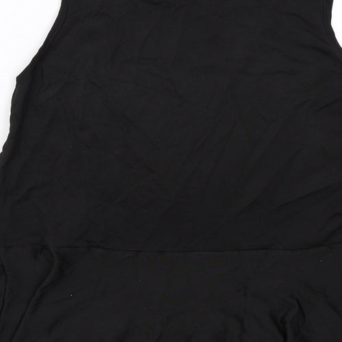 Marks and Spencer Womens Black Viscose Basic Tank Size 10 Round Neck