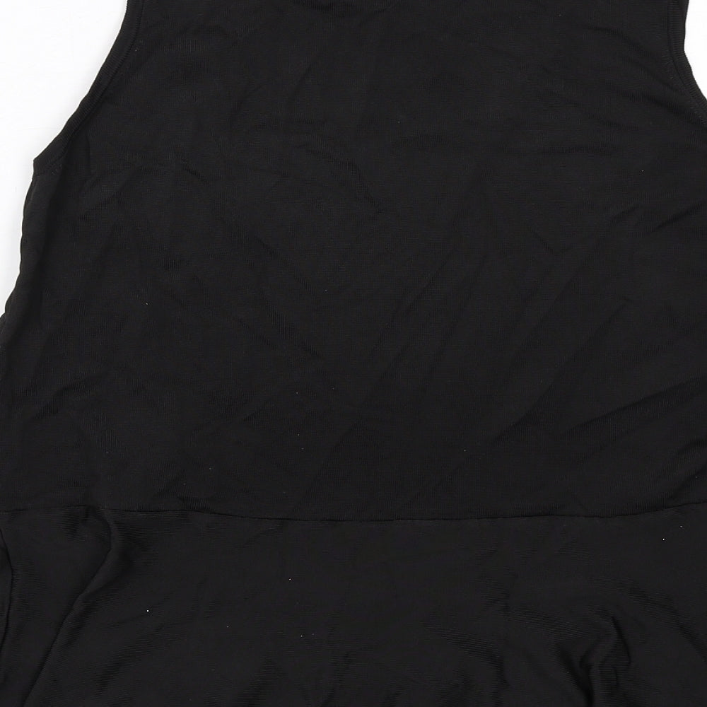 Marks and Spencer Womens Black Viscose Basic Tank Size 10 Round Neck