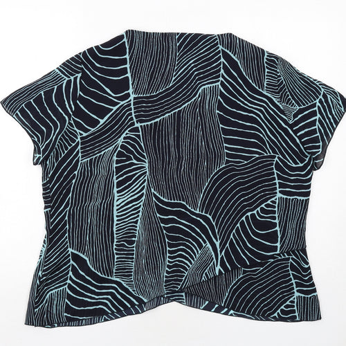 Chianti Womens Blue Geometric Polyester Basic Blouse Size 20 V-Neck