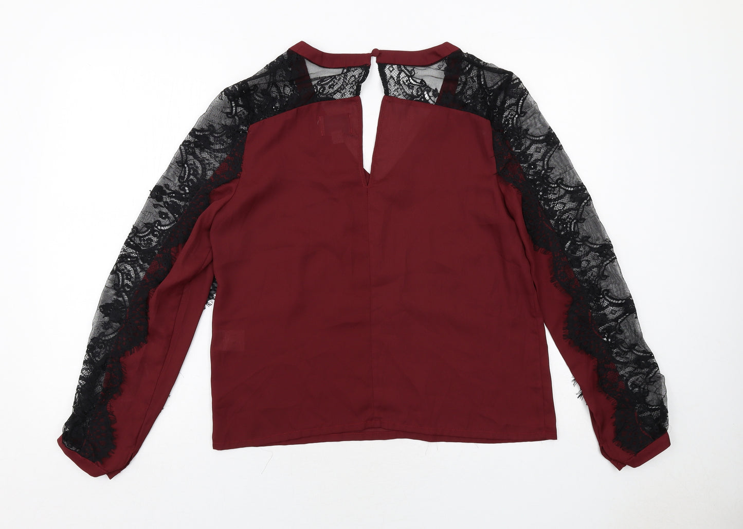 Jovanna Womens Red Polyester Basic Blouse Size 12 V-Neck - Lace Sleeves