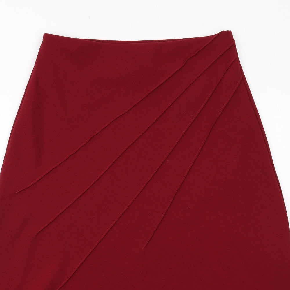 Marks and Spencer Womens Red Polyester Swing Skirt Size 12