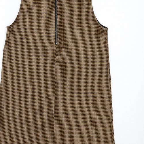 Cooperative Womens Brown Geometric Acrylic A-Line Size XS Mock Neck Zip