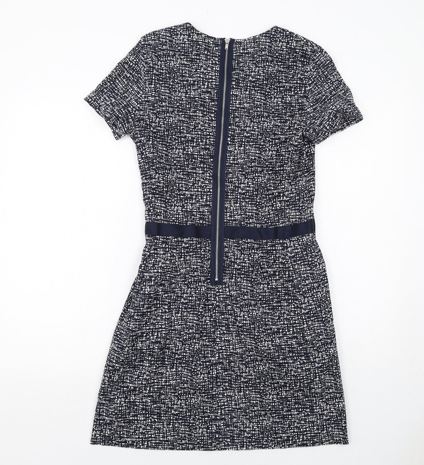 Gap Womens Blue Geometric Cotton A-Line Size 10 Round Neck Zip