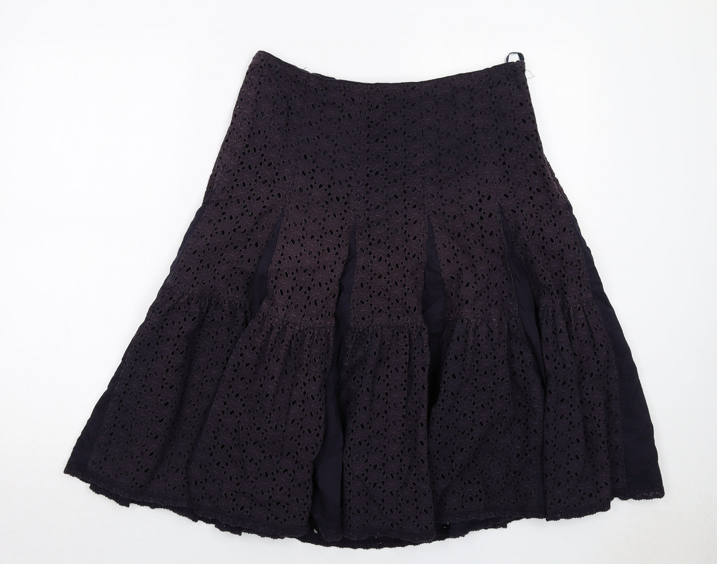 Monsoon Womens Blue Geometric Cotton Swing Skirt Size 10 Zip