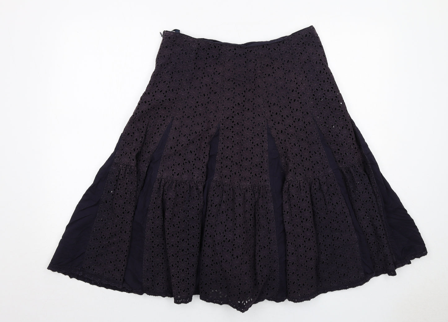 Monsoon Womens Blue Geometric Cotton Swing Skirt Size 10 Zip