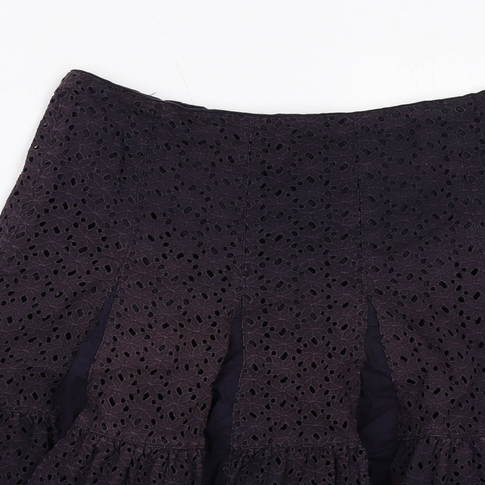 Monsoon Womens Blue Geometric Cotton Swing Skirt Size 10 Zip