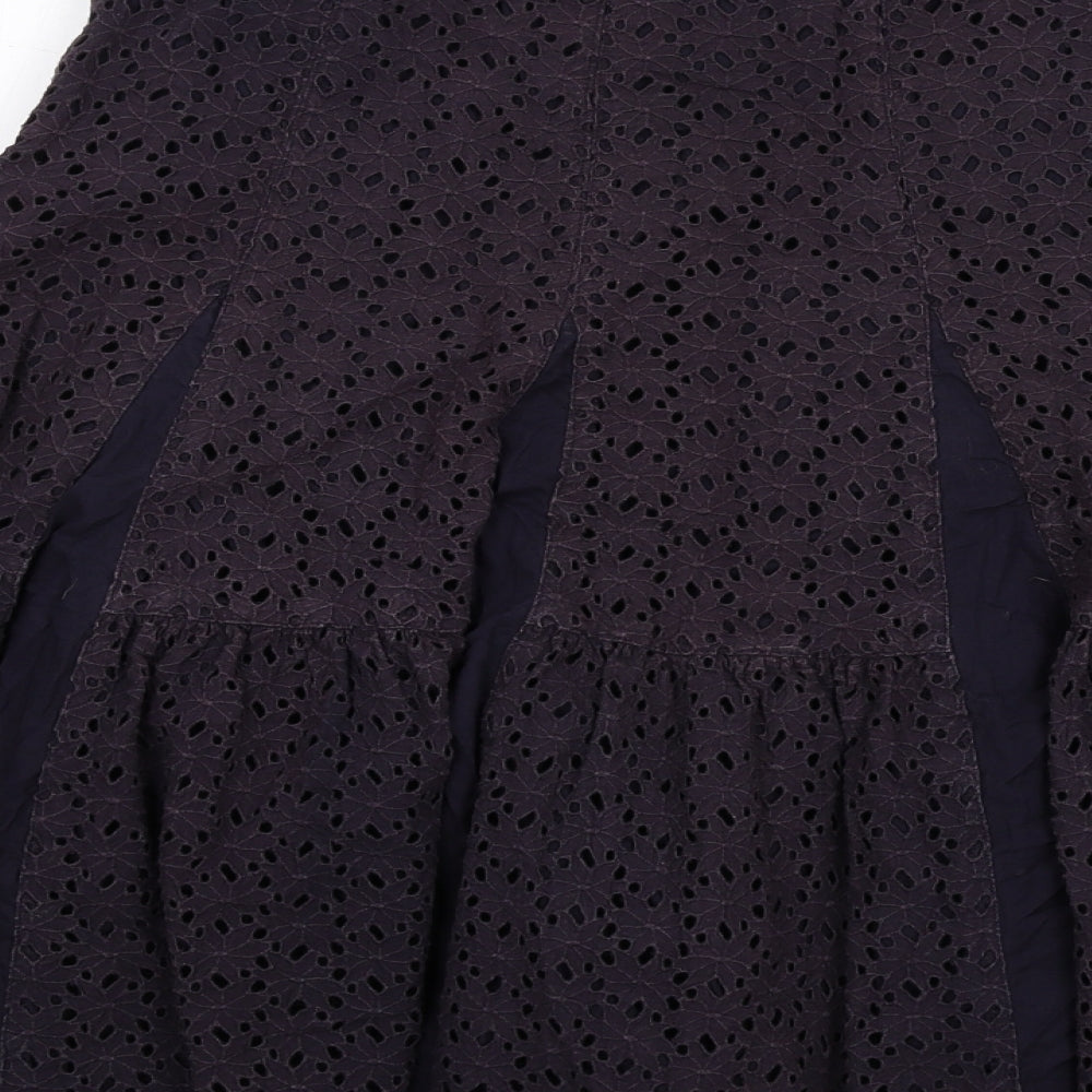 Monsoon Womens Blue Geometric Cotton Swing Skirt Size 10 Zip