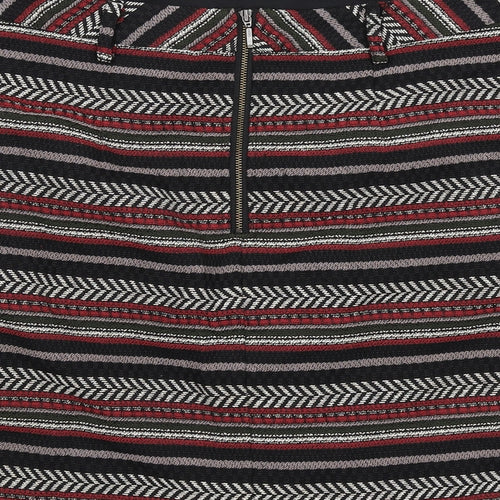 Marks and Spencer Womens Black Geometric Polyester A-Line Skirt Size 10 Zip