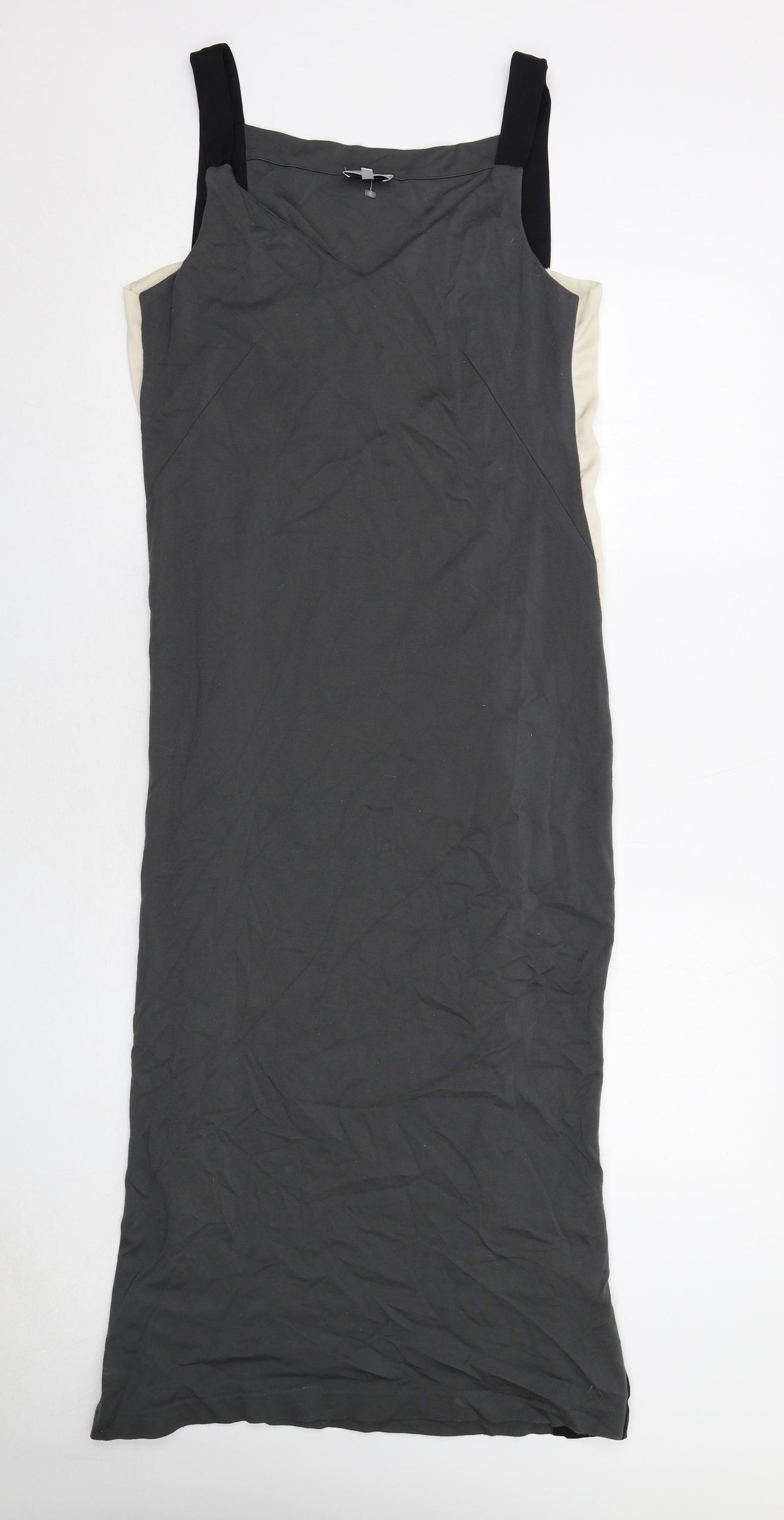Jigsaw Womens Grey Viscose Tank Dress Size M V-Neck Pullover