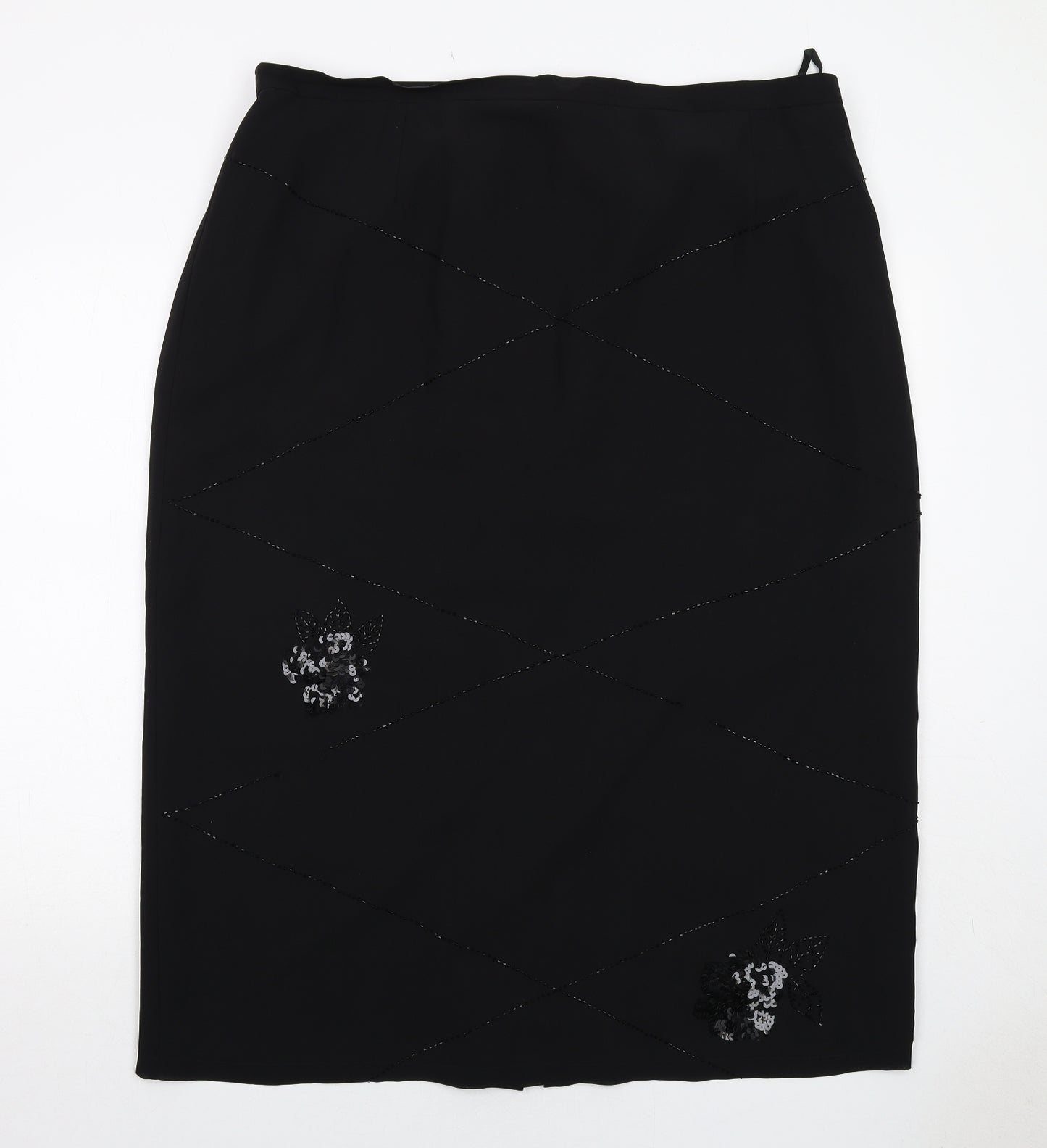 Bella Rigura Womens Black Polyester A-Line Skirt Size 22 Zip