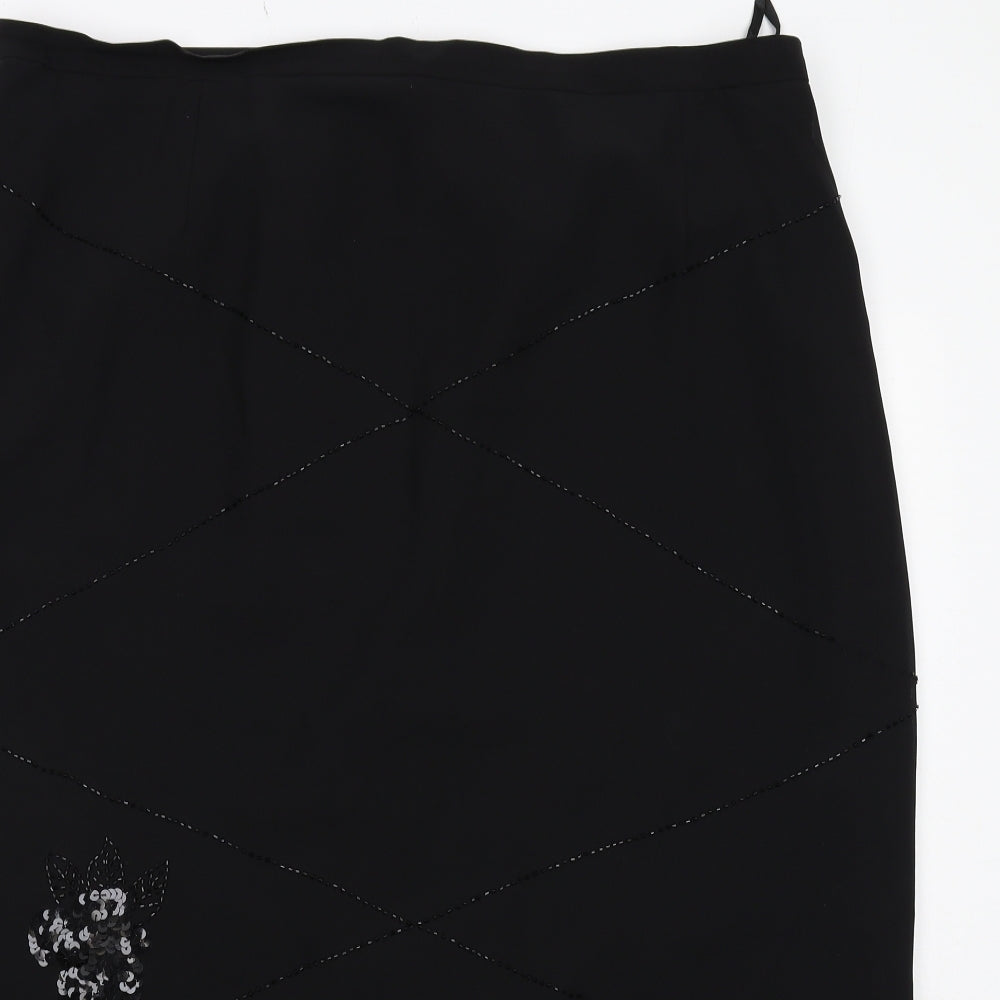 Bella Rigura Womens Black Polyester A-Line Skirt Size 22 Zip