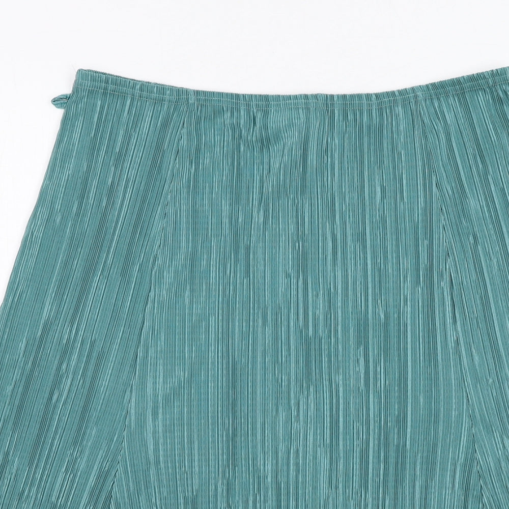 Forever Womens Green Polyester Pleated Skirt Size XL
