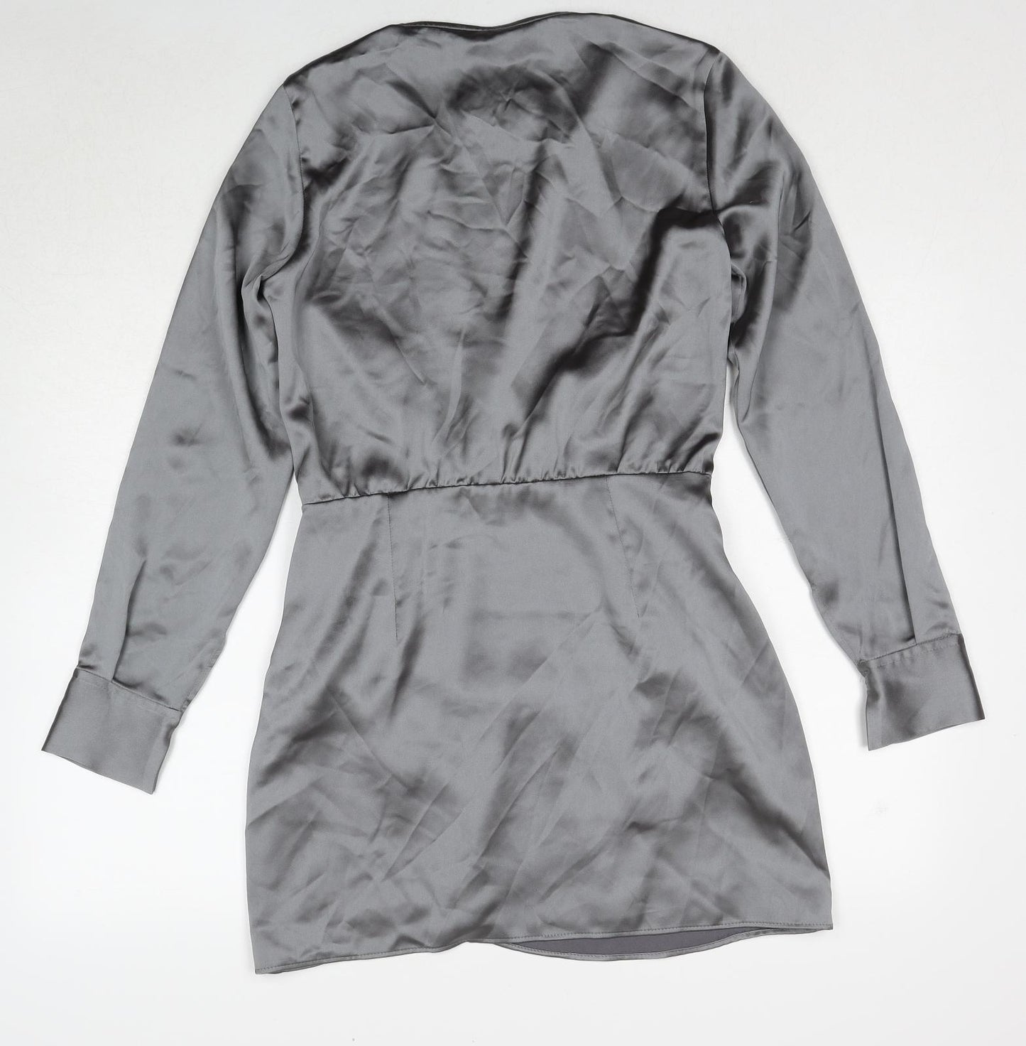 Zara Womens Grey Polyester A-Line Size M V-Neck Zip