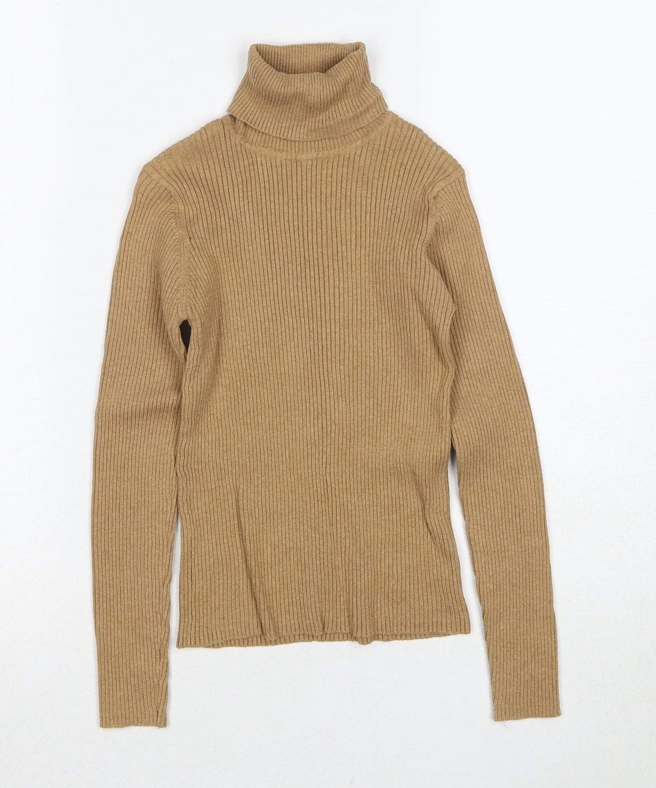 NEXT Girls Beige Roll Neck Cotton Pullover Jumper Size 10 Years Pullover