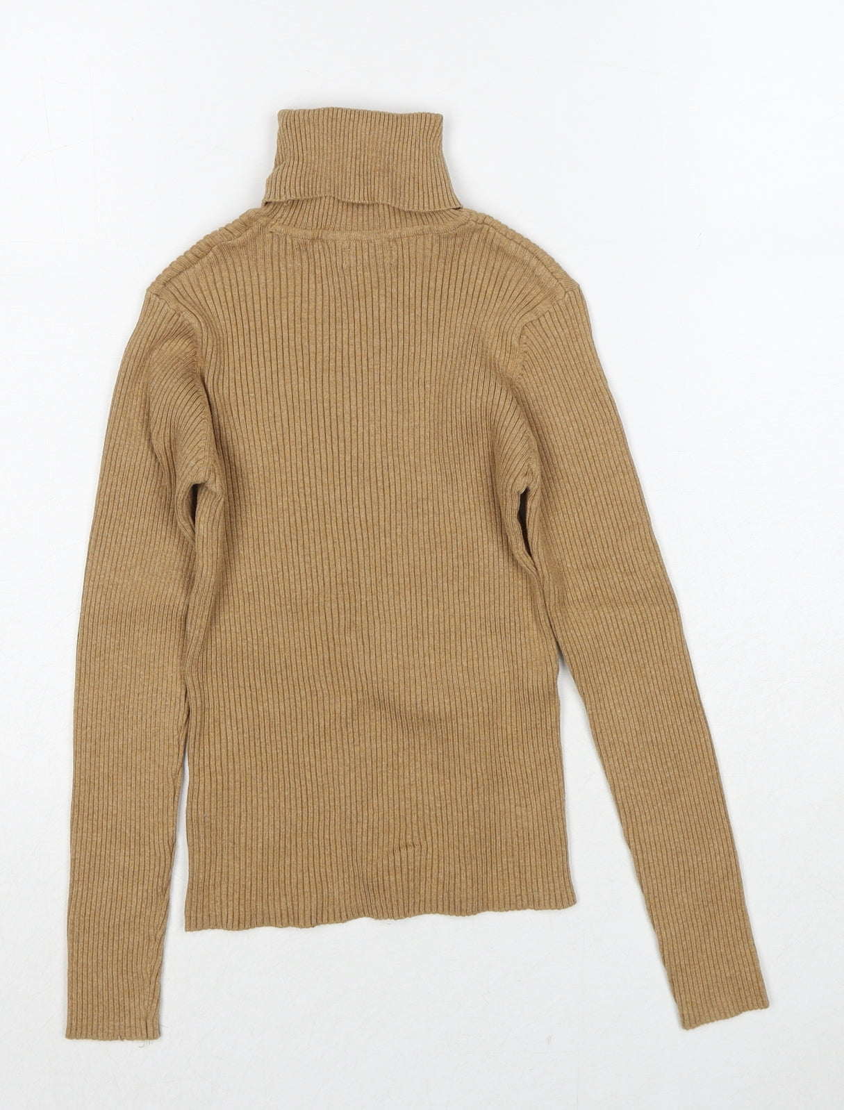 NEXT Girls Beige Roll Neck Cotton Pullover Jumper Size 10 Years Pullover