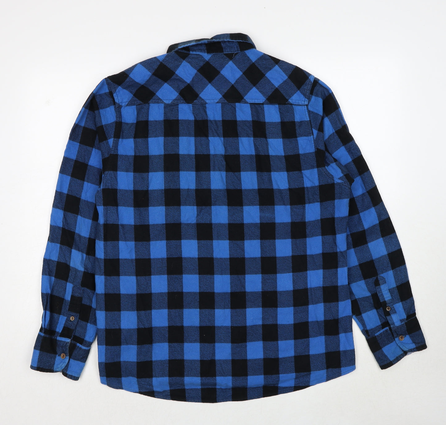Brave Soul Mens Blue Plaid Cotton Button-Up Size XL Collared Button