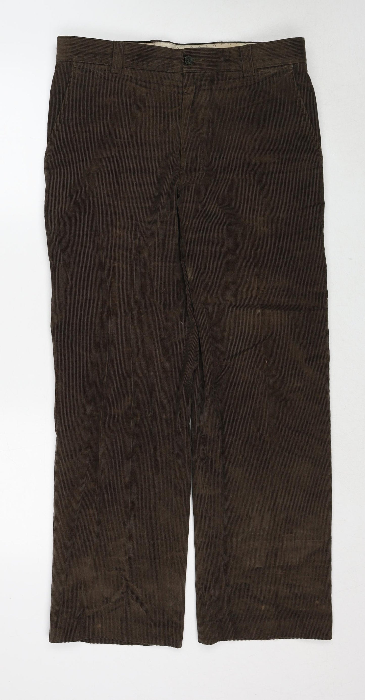 Farah Mens Brown Cotton Trousers Size 34 in L29 in Regular Zip