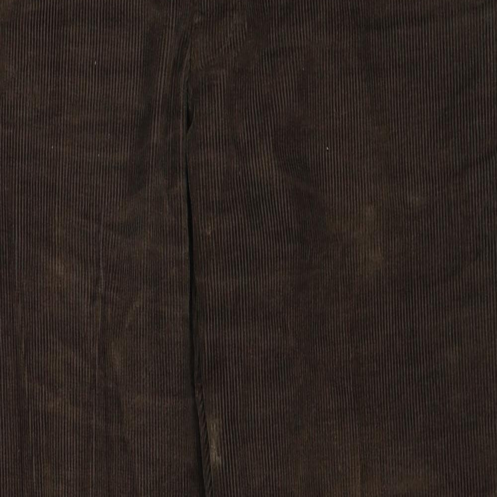 Farah Mens Brown Cotton Trousers Size 34 in L29 in Regular Zip