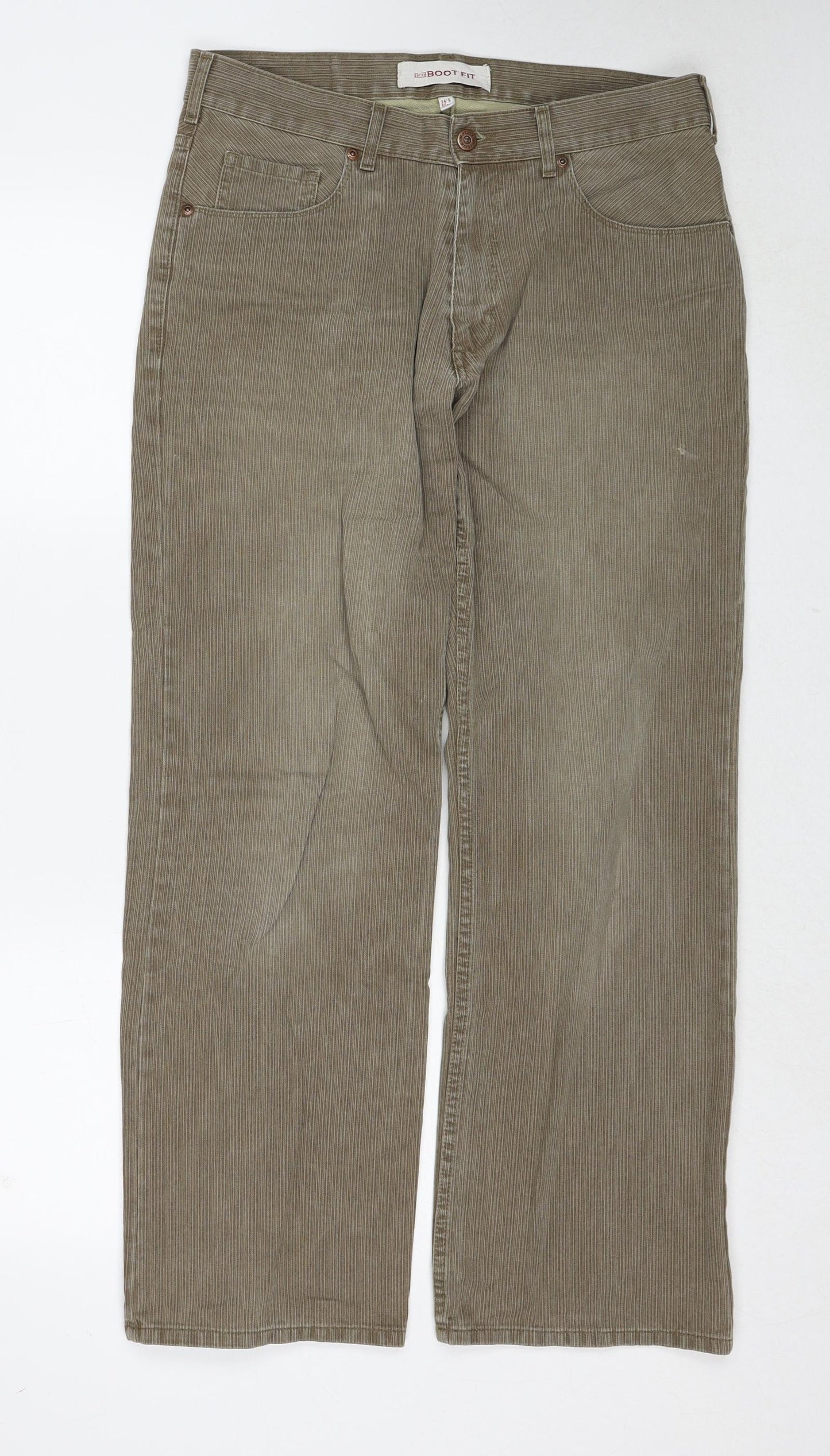 NEXT Mens Beige Cotton Straight Jeans Size 34 in Regular Zip