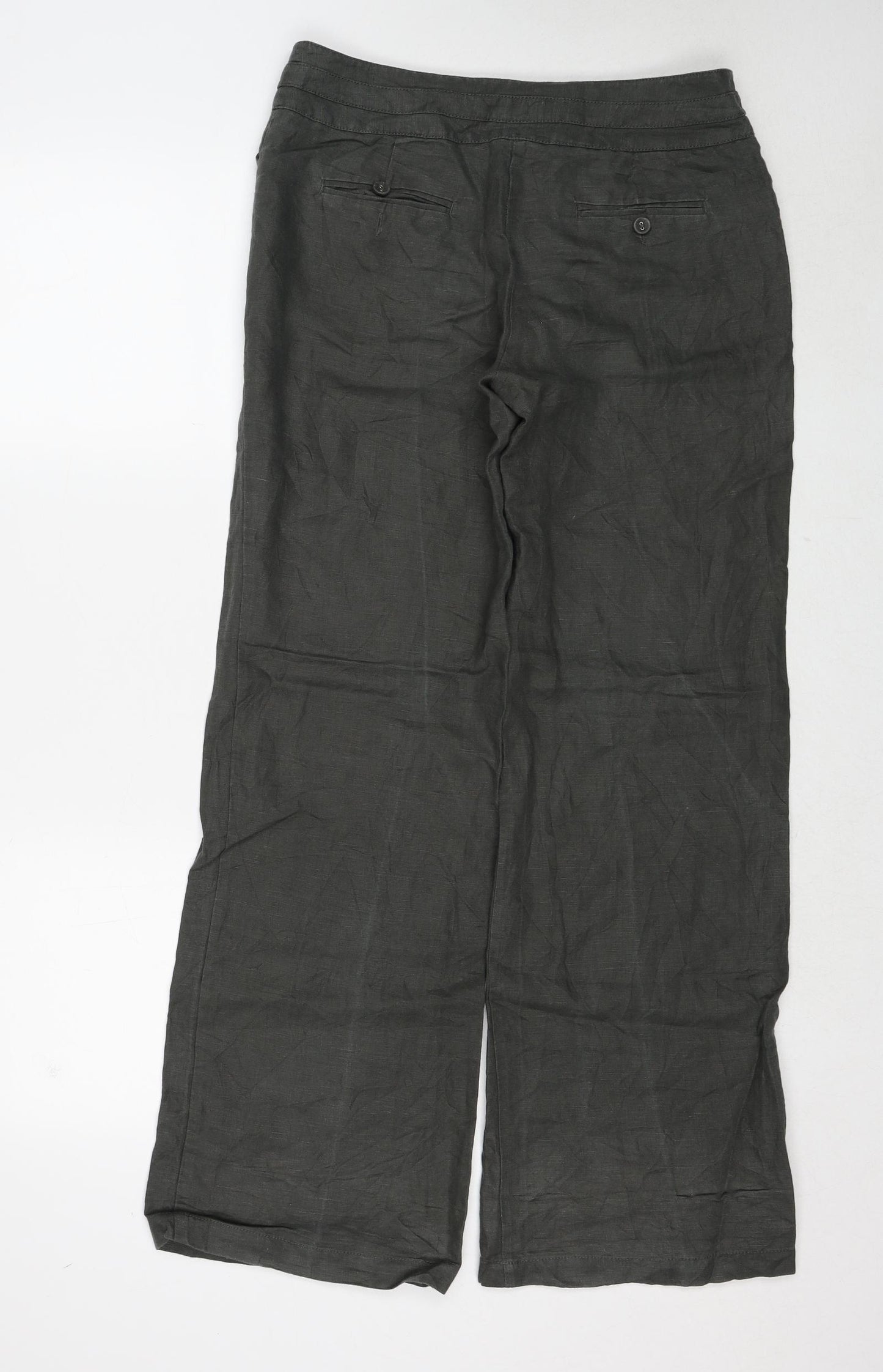 Monsoon Womens Grey Linen Trousers Size 32 in Regular Zip