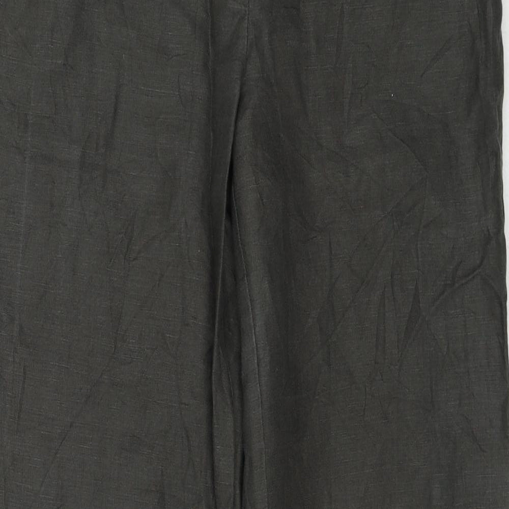 Monsoon Womens Grey Linen Trousers Size 32 in Regular Zip