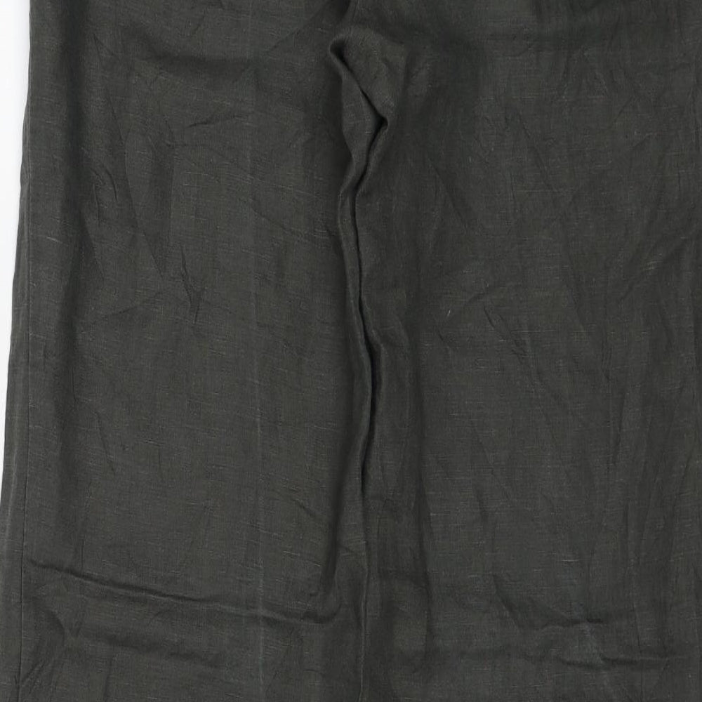 Monsoon Womens Grey Linen Trousers Size 32 in Regular Zip