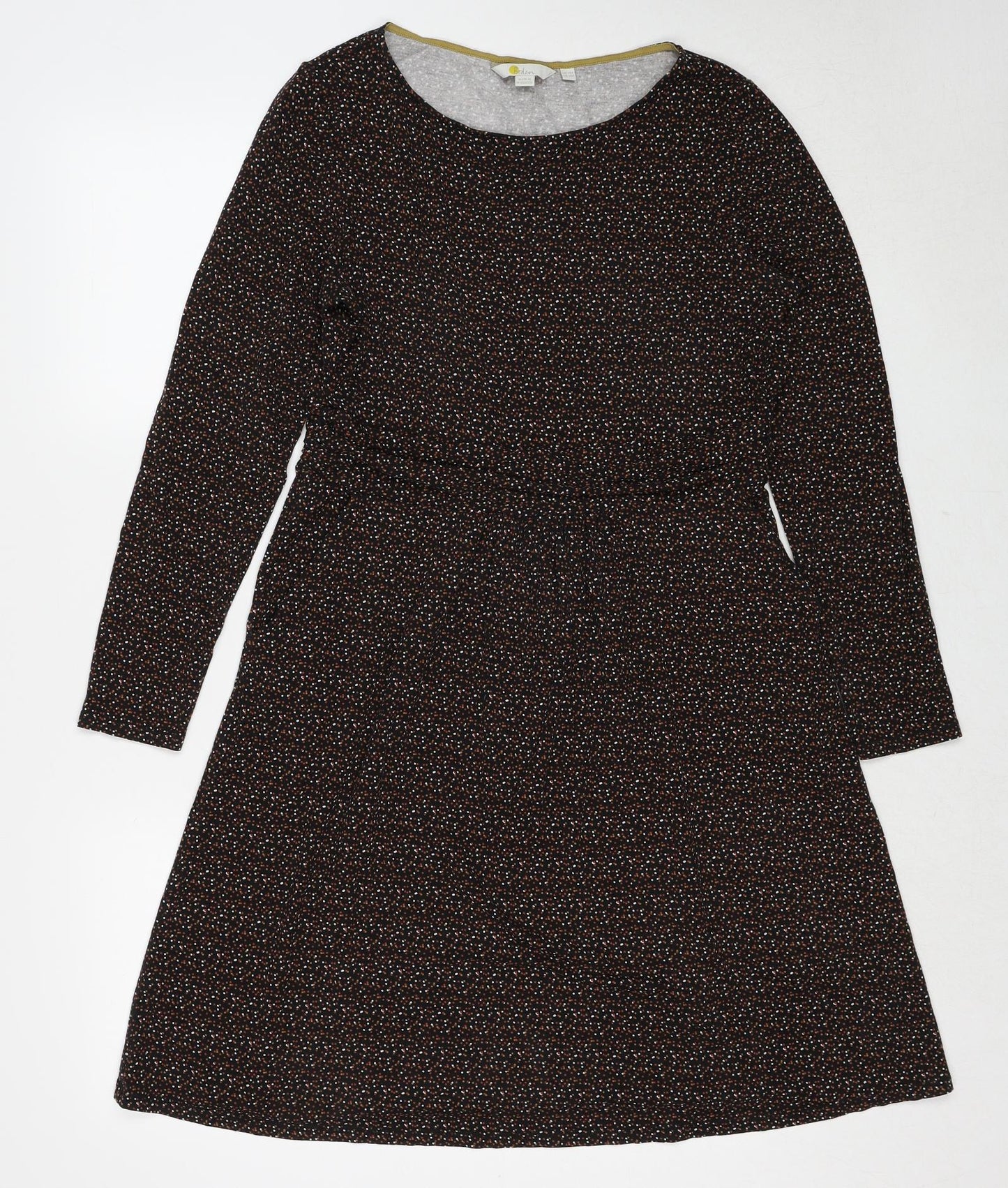 Boden Womens Black Geometric Viscose A-Line Size 14 Boat Neck Pullover