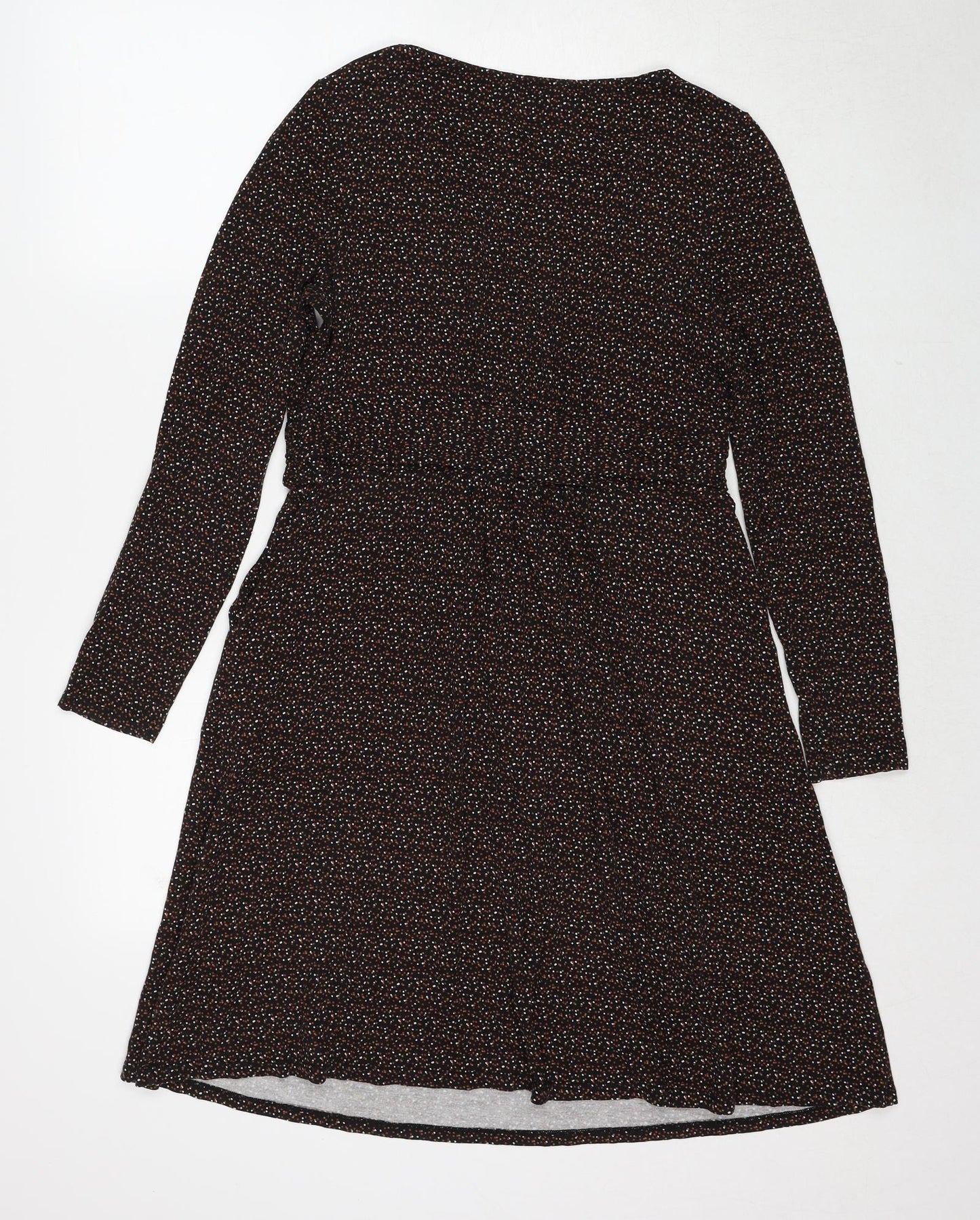 Boden Womens Black Geometric Viscose A-Line Size 14 Boat Neck Pullover