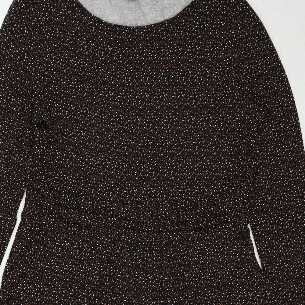 Boden Womens Black Geometric Viscose A-Line Size 14 Boat Neck Pullover