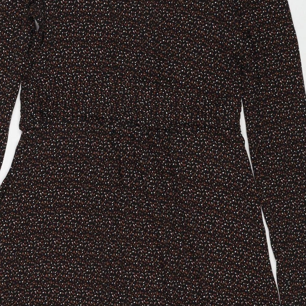 Boden Womens Black Geometric Viscose A-Line Size 14 Boat Neck Pullover