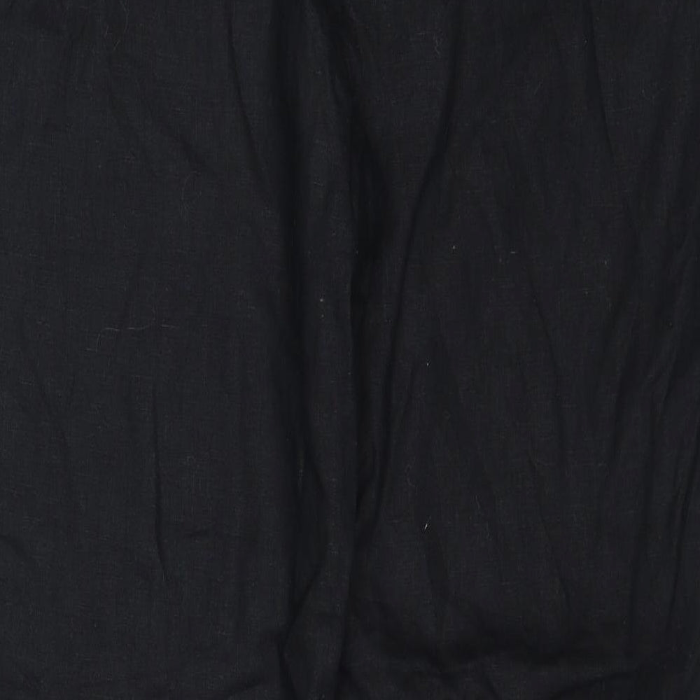 Monsoon Womens Black Linen Trousers Size 44 in Regular Zip