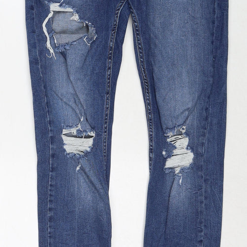 Topman Womens Blue Cotton Skinny Jeans Size 32 in L32 in Regular Zip