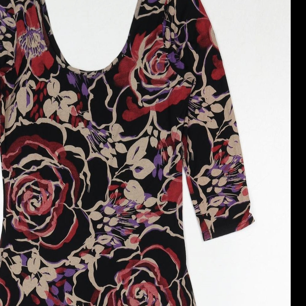 Miso Womens Multicoloured Floral Viscose Mini Size 10 Scoop Neck Pullover