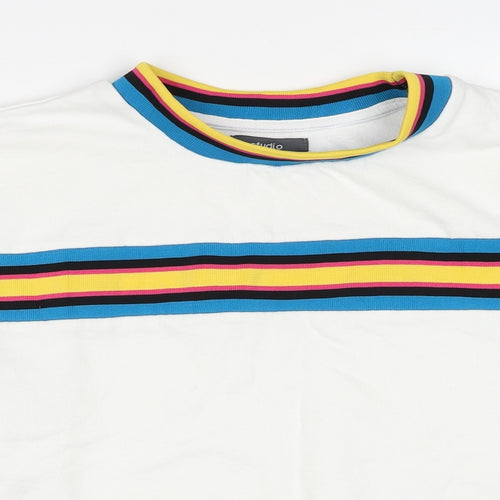 Studio Womens White Striped Cotton Pullover Sweatshirt Size 20 Pullover - Size 20-22
