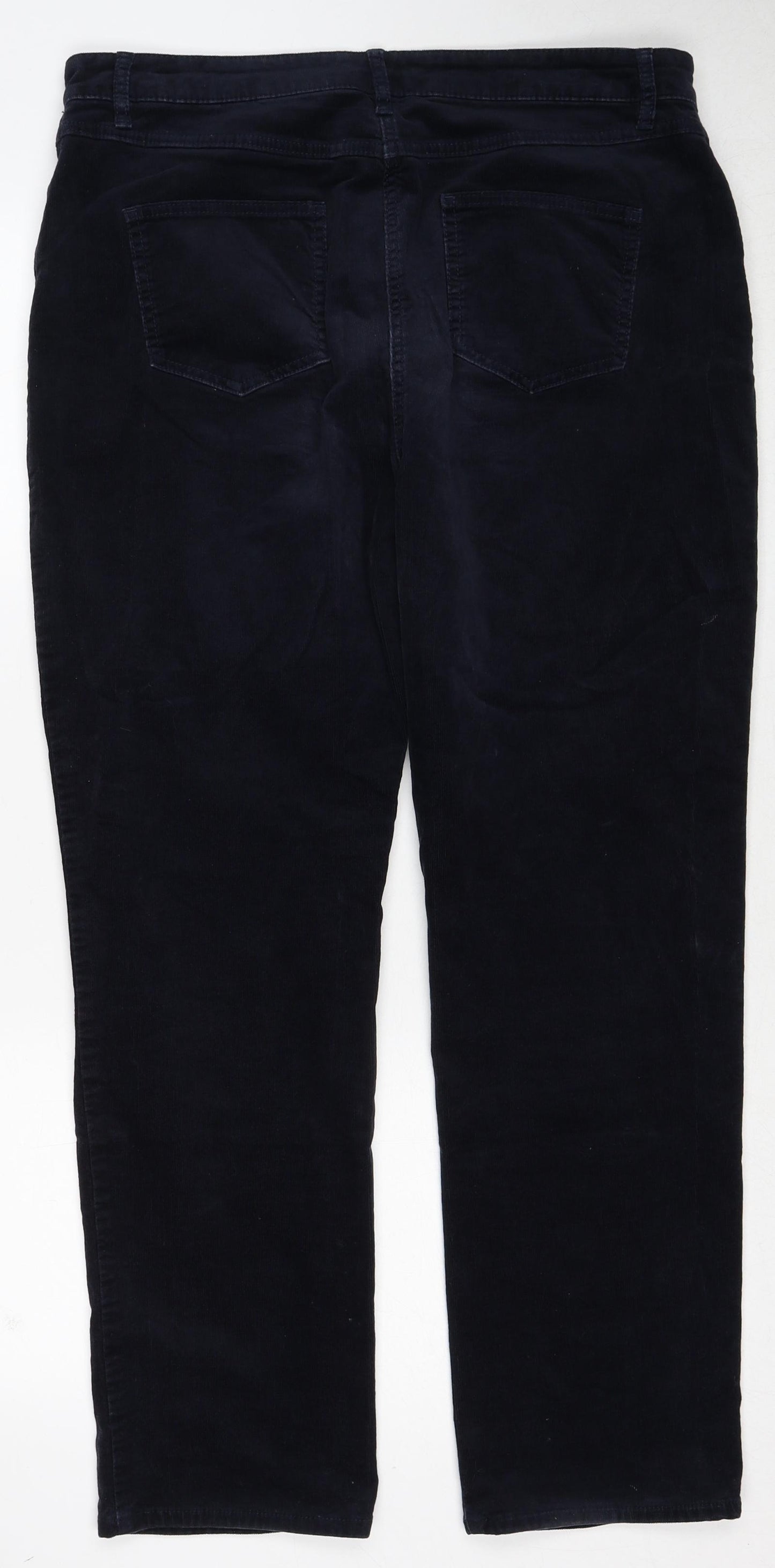 Marks and Spencer Womens Blue Cotton Trousers Size 16 Regular Zip