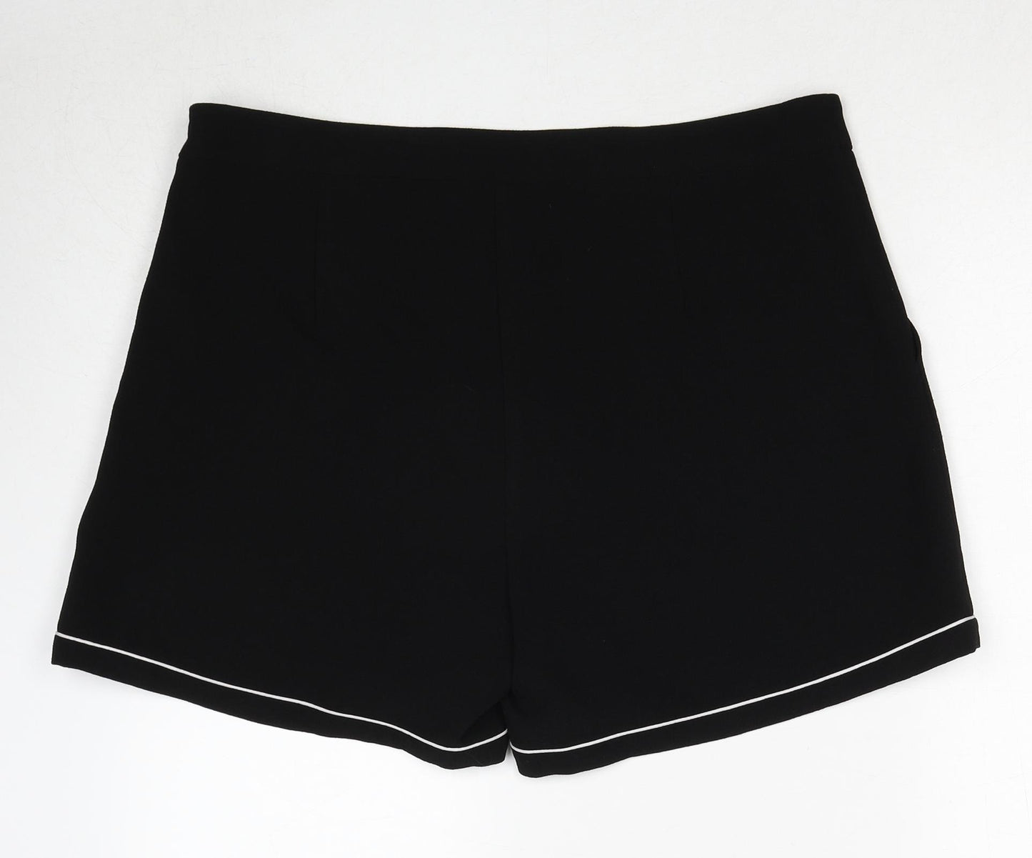 Dorothy Perkins Womens Black Polyester Basic Shorts Size 18 Regular Zip - Contrasting Trim
