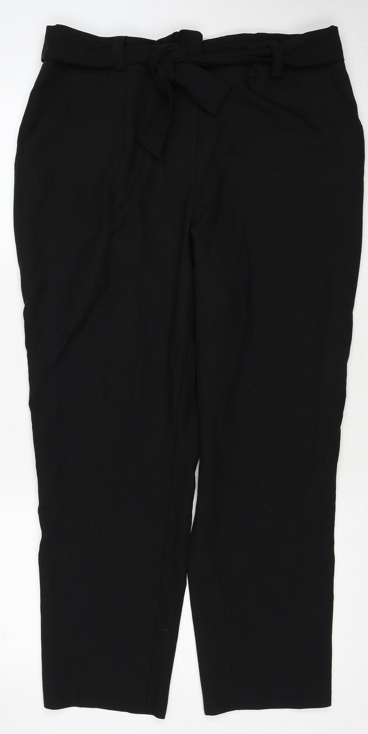 Dorothy Perkins Womens Black Polyester Trousers Size 14 Regular Zip