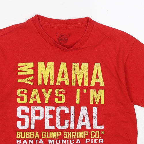 Bubba Gump Boys Red Cotton Pullover T-Shirt Size M Crew Neck Pullover - Slogan