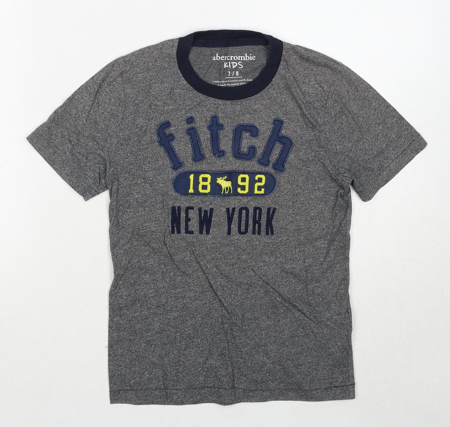 abercrombie kids Boys Grey Cotton Pullover T-Shirt Size 7-8 Years Crew Neck Pullover