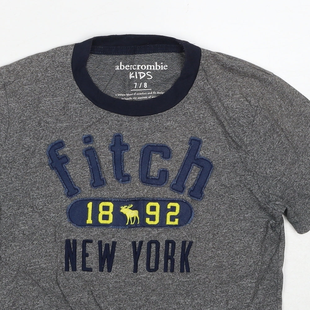 abercrombie kids Boys Grey Cotton Pullover T-Shirt Size 7-8 Years Crew Neck Pullover