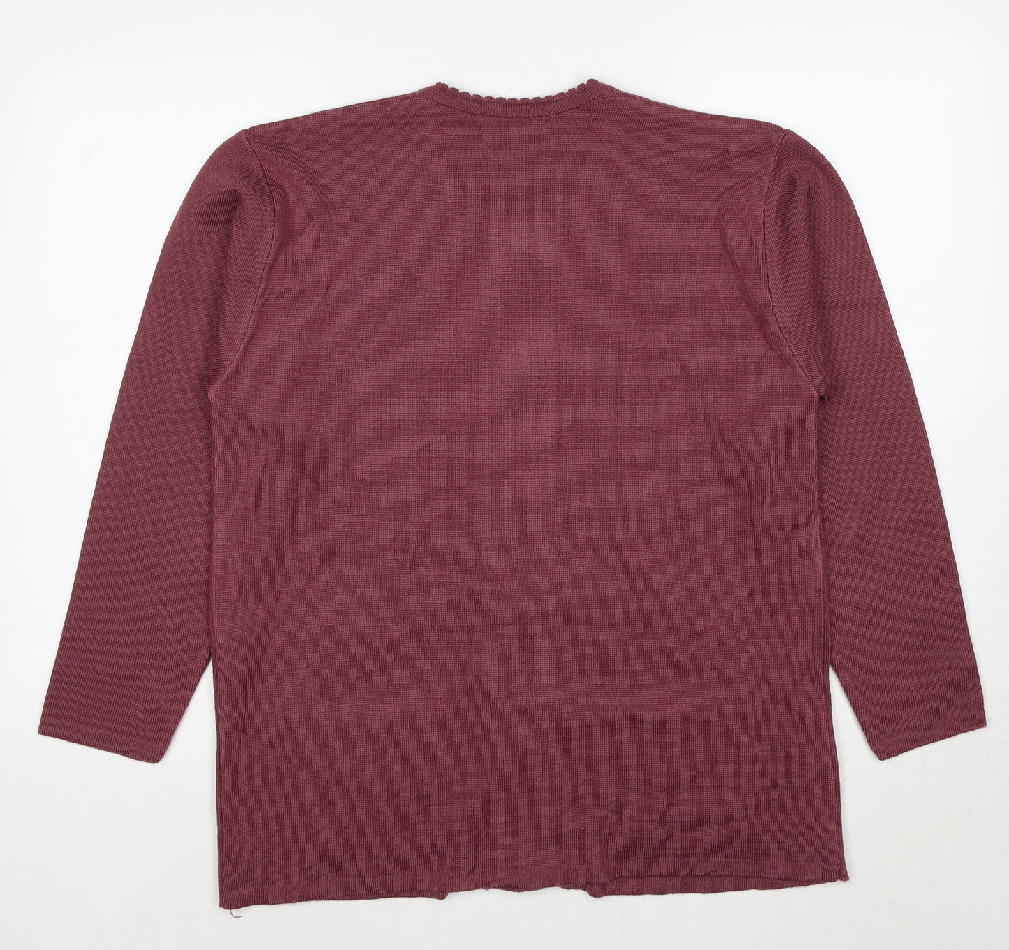 Paramour Womens Red Round Neck Acrylic Cardigan Jumper Size M