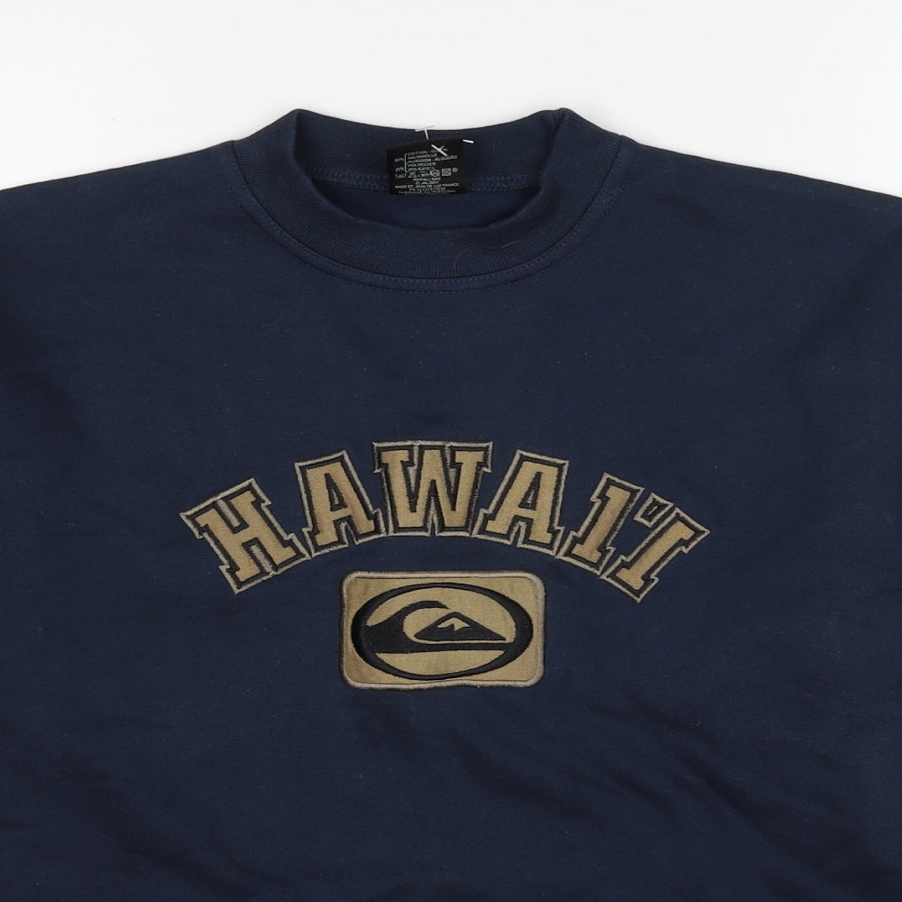 Quiksilver Boys Blue Cotton Pullover Sweatshirt Size 14 Years Pullover - Hawaii