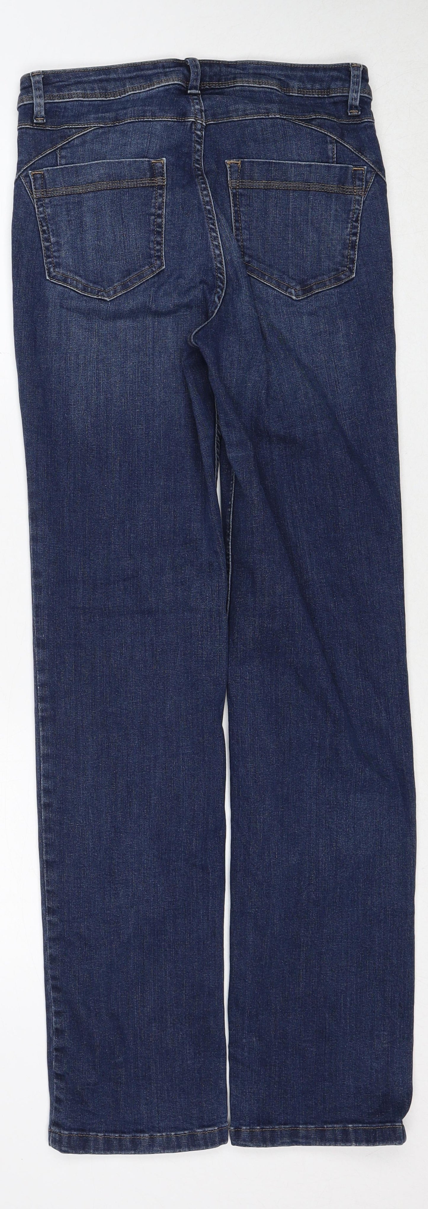 Marks and Spencer Womens Blue Cotton Straight Jeans Size 8 Regular Zip