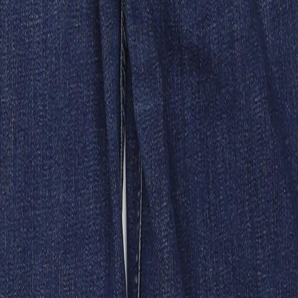 Marks and Spencer Womens Blue Cotton Straight Jeans Size 8 Regular Zip