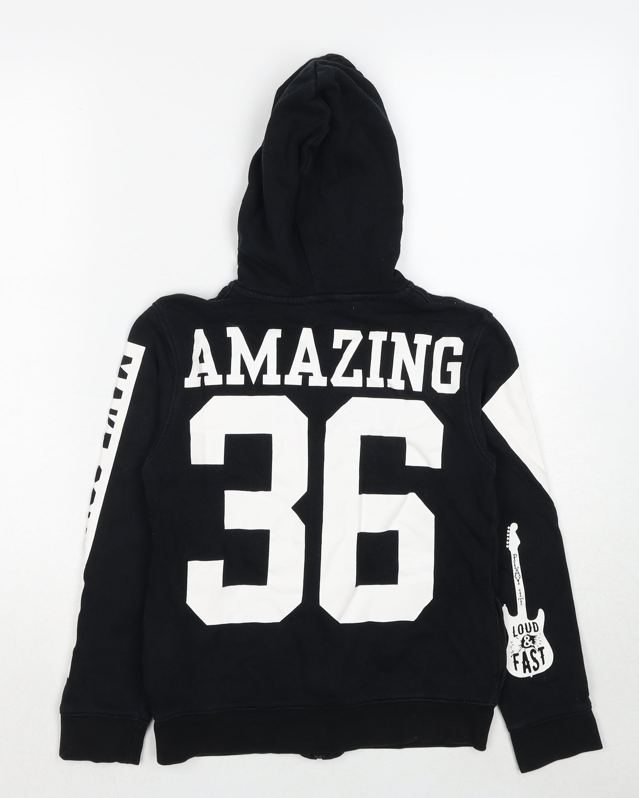 H&M Boys Black Cotton Full Zip Hoodie Size 8-9 Years Zip - Make Some Noise