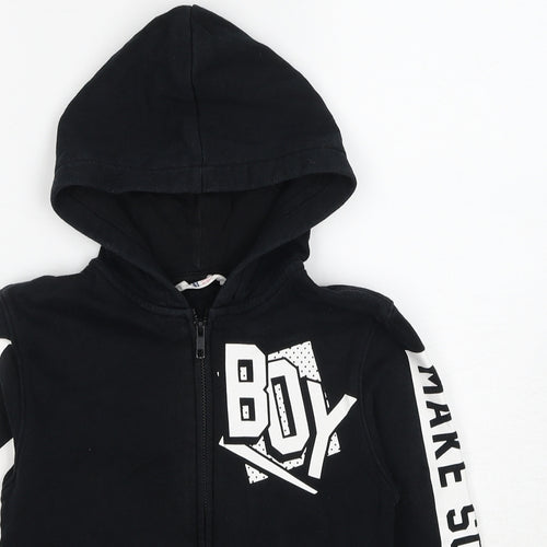 H&M Boys Black Cotton Full Zip Hoodie Size 8-9 Years Zip - Make Some Noise