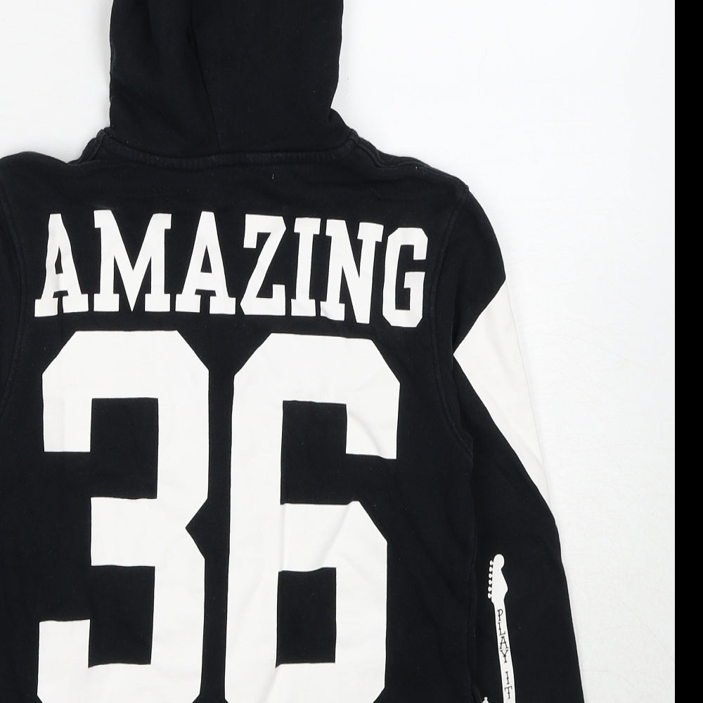 H&M Boys Black Cotton Full Zip Hoodie Size 8-9 Years Zip - Make Some Noise