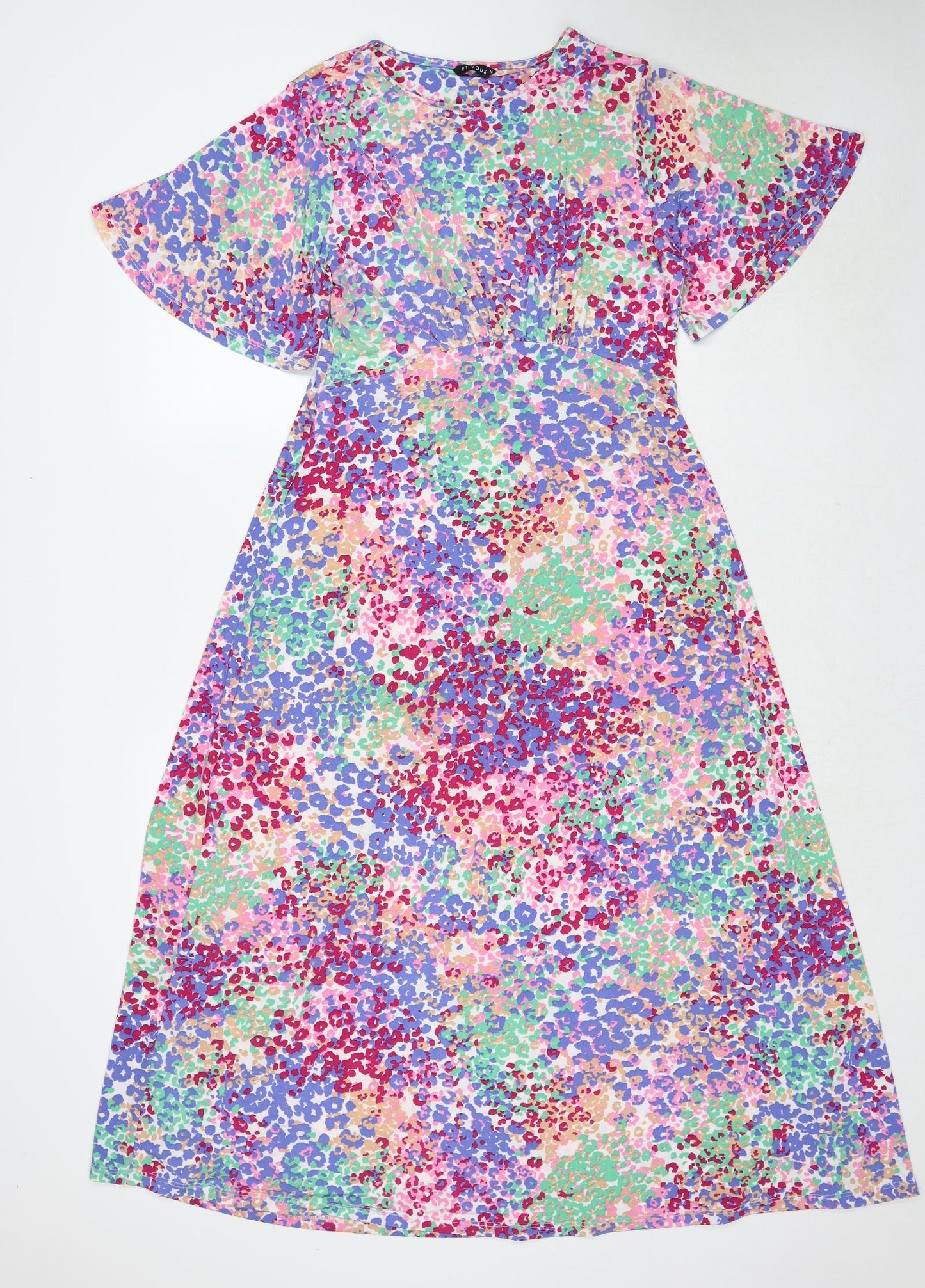 Et Vous Womens Multicoloured Geometric Polyester Maxi Size 14 Boat Neck Pullover - Angel Sleeve
