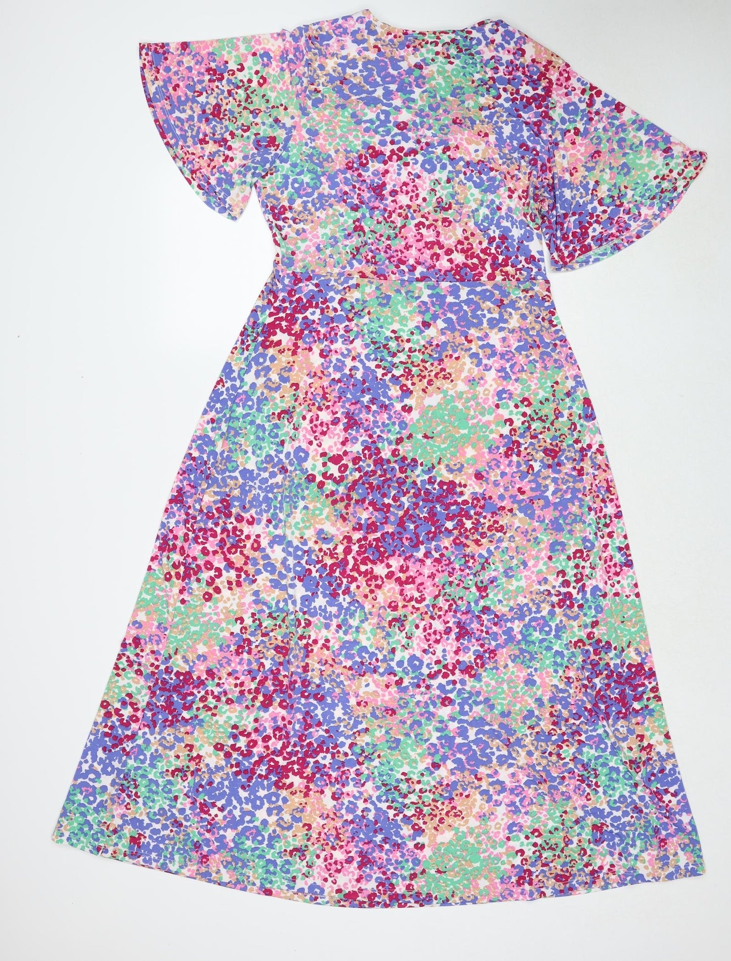 Et Vous Womens Multicoloured Geometric Polyester Maxi Size 14 Boat Neck Pullover - Angel Sleeve